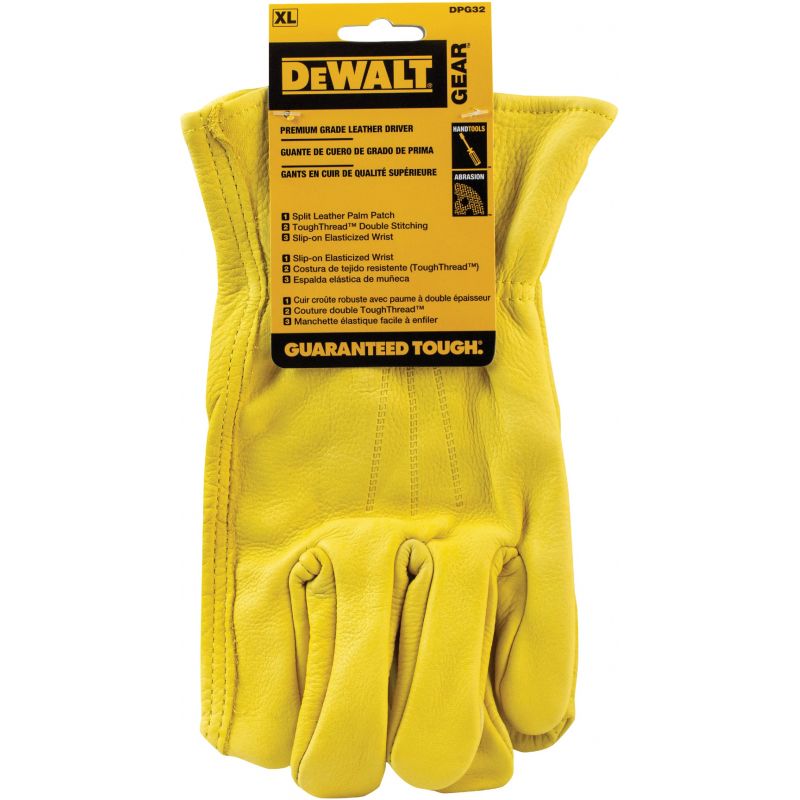 DeWalt Leather Driver Gloves L, Yellow