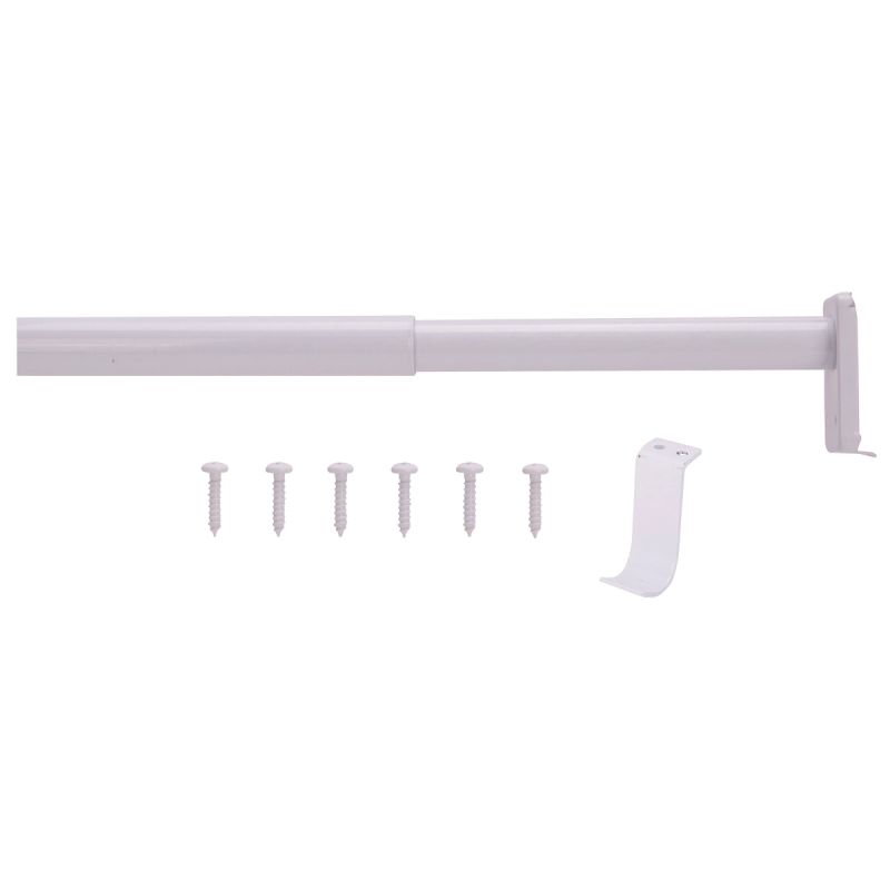 Prosource 21014PHX-PS Adjustable Closet Rod, 48 to 72 in L, Steel White