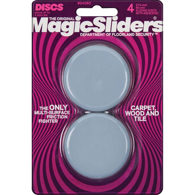 Magic Sliders Self-Adhesive Appliance and Furniture Glide 2-3/8 In., Gray