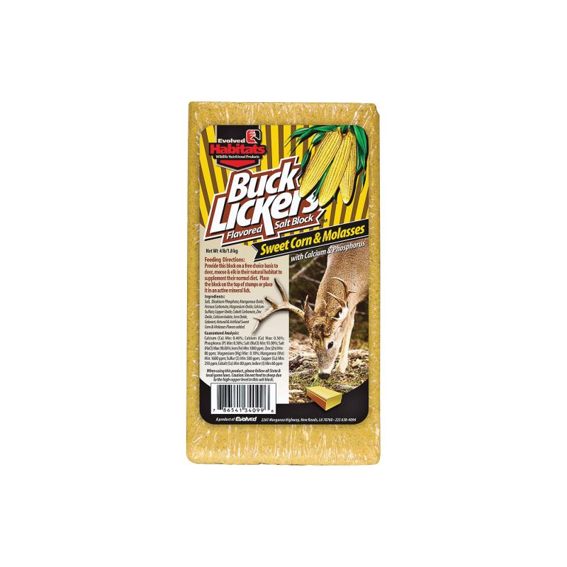 Evolved Habitats Buck Lickers EVO34099 Mineral Block, Sweet Corn Flavor, 4 lb (Pack of 6)