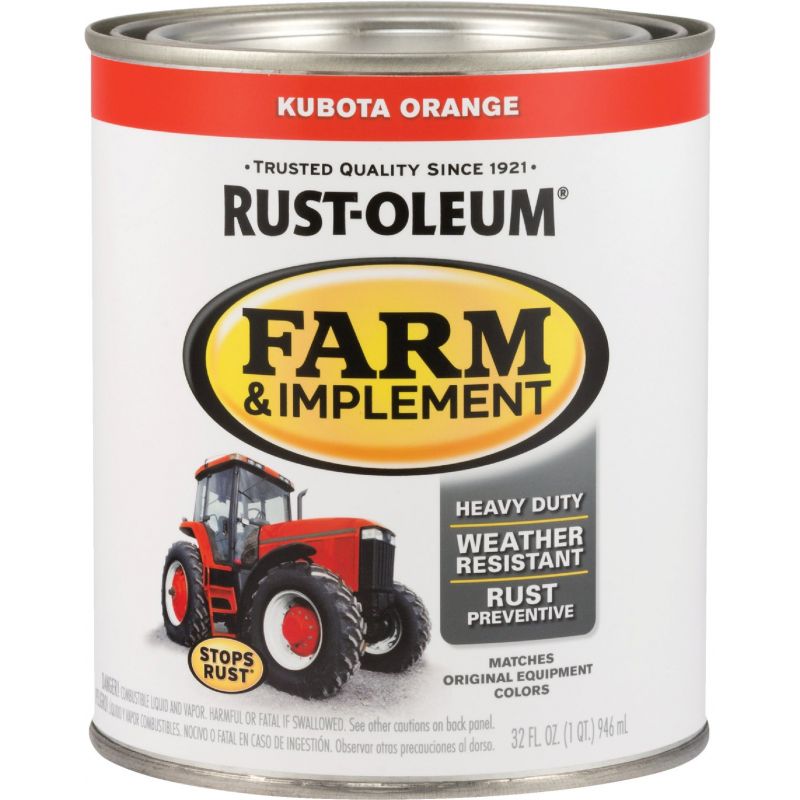 Rust-Oleum Farm &amp; Implement Enamel 1 Qt., Kubota Orange