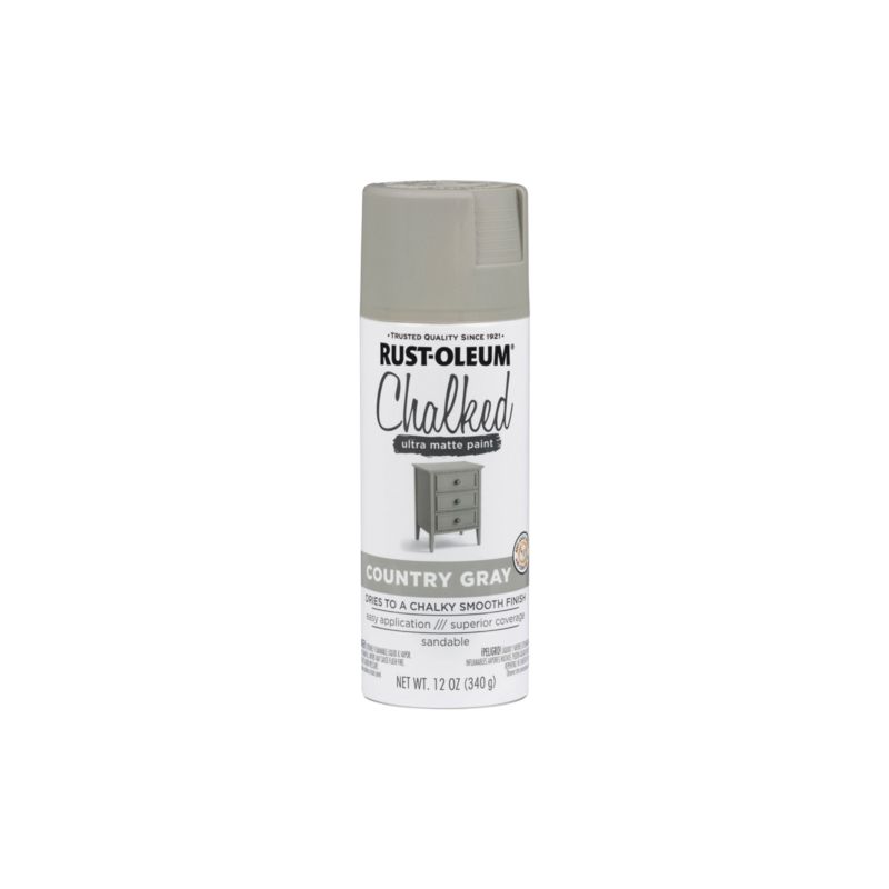 Rust-Oleum 302593 Chalk Spray Paint, Ultra Matte, Country Gray, 12 oz, Can Country Gray
