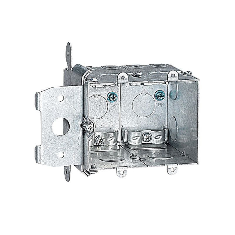 Steel City MB238ADJ Adjustable Wall Box, 1 -Outlet, 2 -Gang, 8 -Knockout, 1/2 in Knockout, Steel, Silver Silver