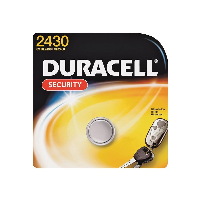 Duracell DL2430BPK Battery, 3 V Battery, 270 mAh, CR2430 Battery, Lithium, Manganese Dioxide