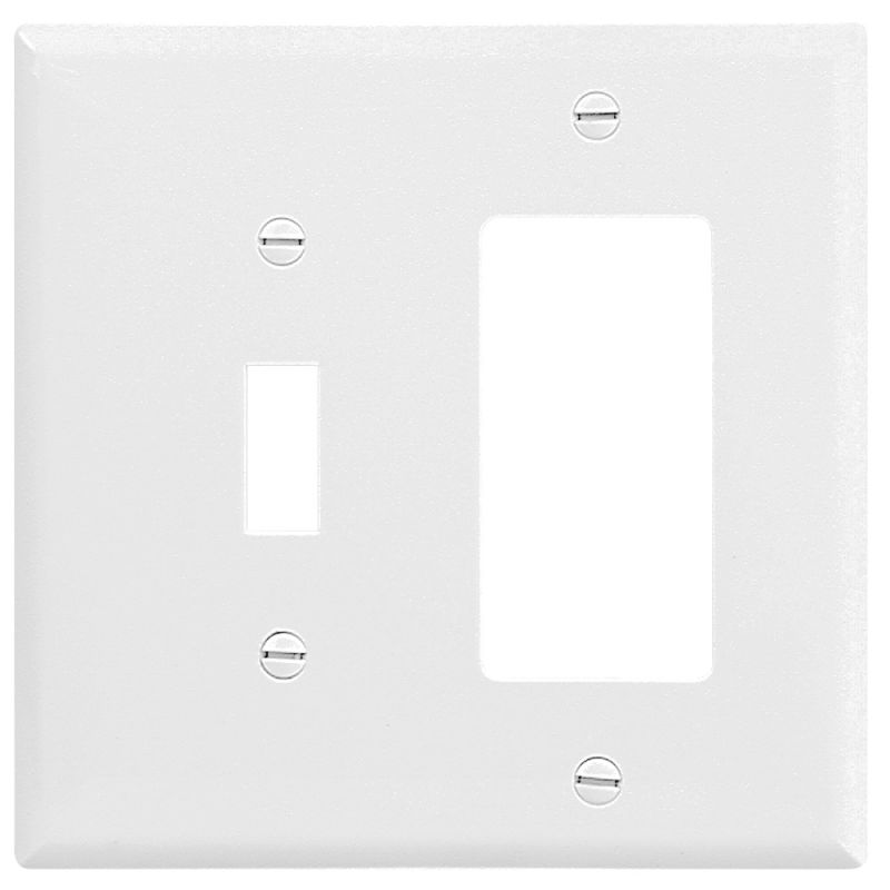 Eaton Wiring Devices 2153W-BOX Combination Wallplate, 4-1/2 in L, 4-9/16 in W, 2 -Gang, Thermoset, White White