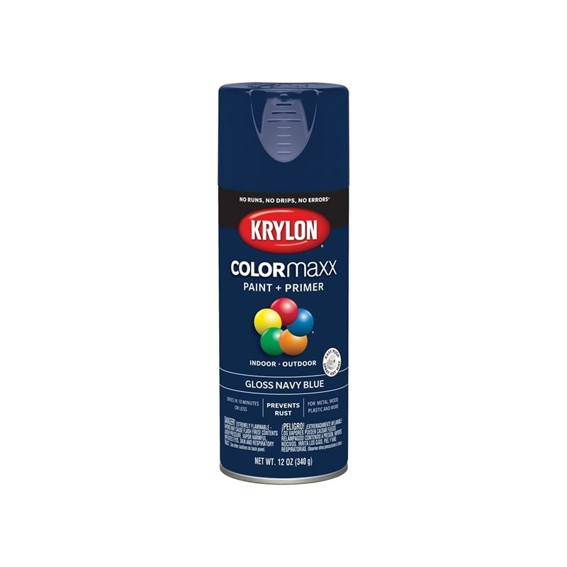 Krylon K05529007 Enamel Spray Paint, Gloss, Navy Blue, 12 oz, Can Navy Blue