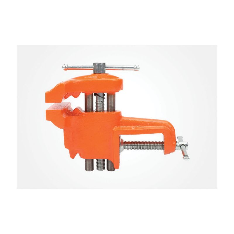 Pony 13025 Light-Duty Vise, 2-1/2 in Jaw Opening, 3 in W Jaw, 1-1/2 in D Throat, Cast Iron, Clamp-On Jaw Orange