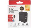 Gigastone 3-In-1 Qi Wireless Charging Power Bank with AC Adapter 10,000 MAh, Black