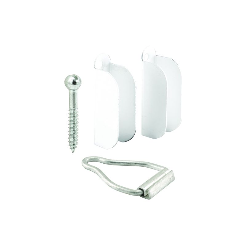 Make-2-Fit PL 8103 Top Hanger and Bottom Latch, Aluminum, Painted, White, For: 3/8 in Screen Frame White