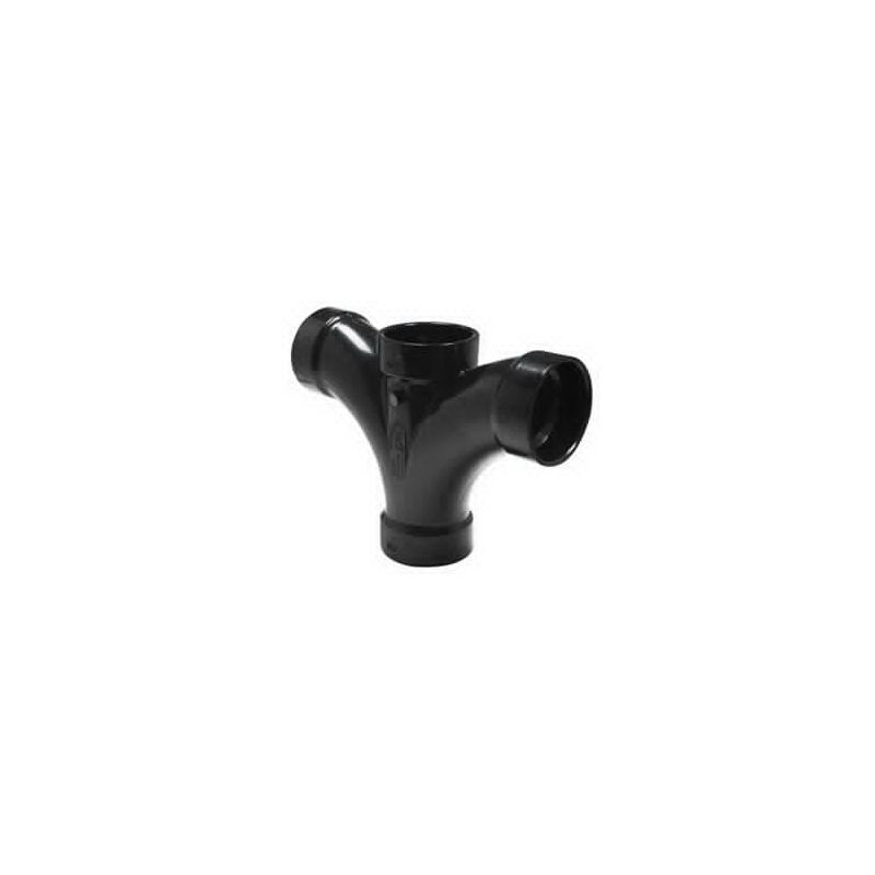 Canplas 104153BC Double Fixture Pipe Tee, 2 in, Hub, ABS, Black Black