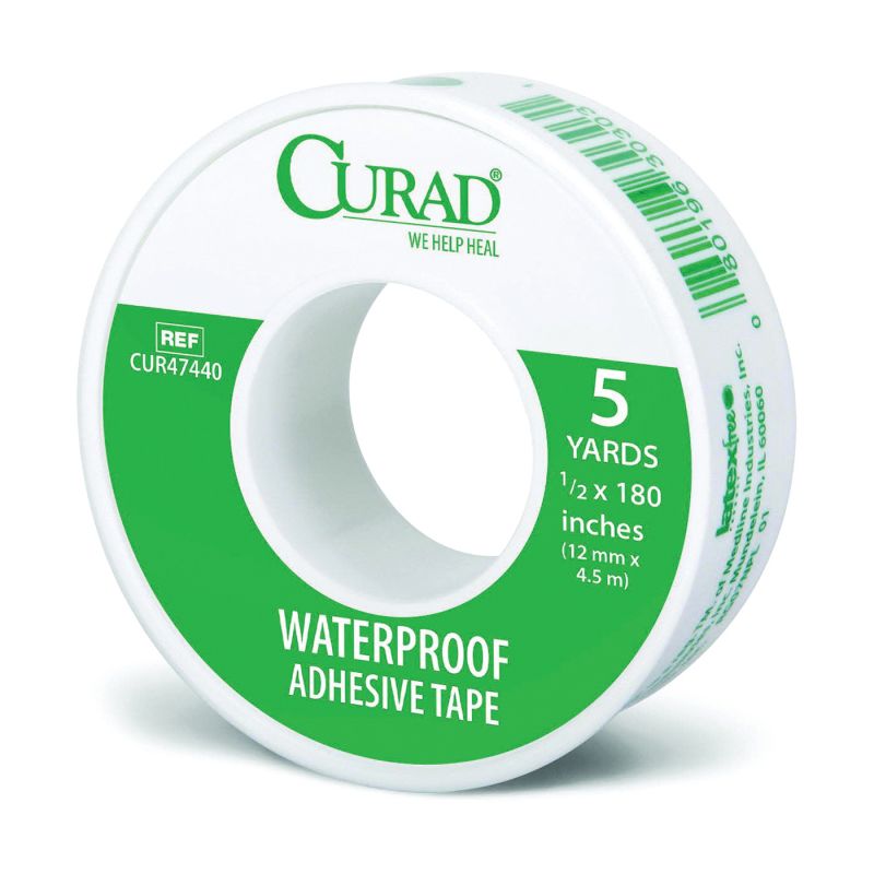 Curad CUR47440 Adhesive Tape, 1/2 in W, 5 yd L, Cotton/Polyethylene Bandage, Heat-Activated Adhesive White