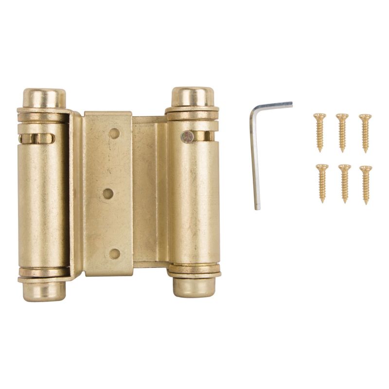 ProSource LR-024-LPS Spring Hinge, Steel, Satin Brass, Tension Pin, 180 deg Range of Motion, Screw Mounting, 12 lb Satin Brass