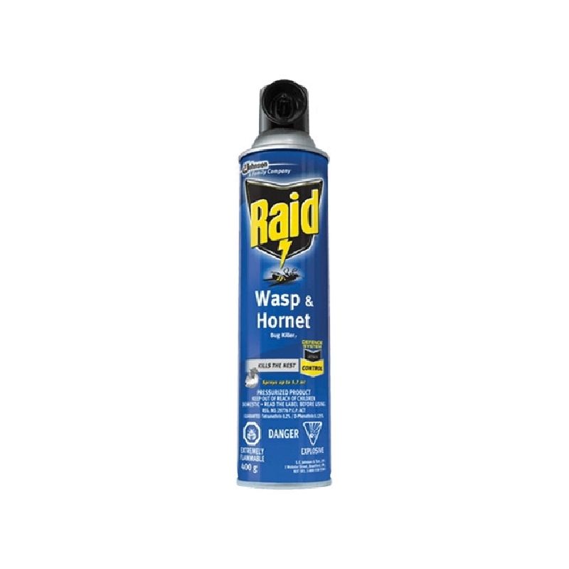 Raid 616286 Wasp and Hornet Killer, Liquefied Gas, Spray Application, Outdoor, 400 g, Aerosol Can