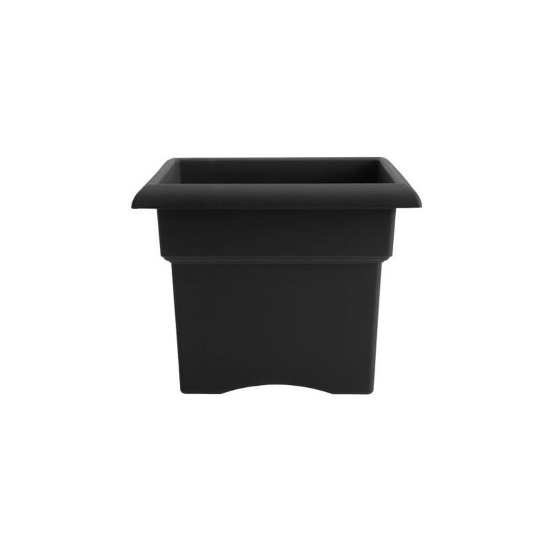 Bloem 57918 Deck Box Planter, 14-1/4 in H, 18 in W, 18 in D, Square, Veranda Design, Plastic, Black 18 In, Black
