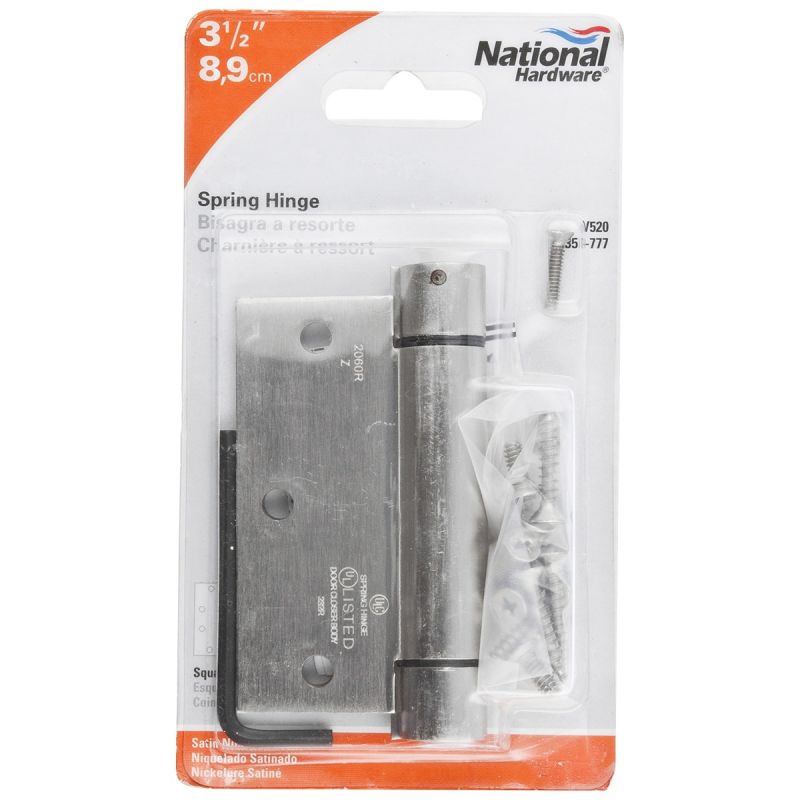 National Hardware N350-777 Spring Hinge, Cold Rolled Steel, Satin Nickel, 30 lb
