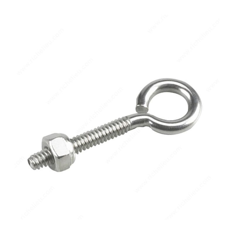 Onward 2102SSBC Eye Bolt with Nut, 3/16 in Dia Eye, 40 lb Working Load, Stainless Steel, Stainless Steel