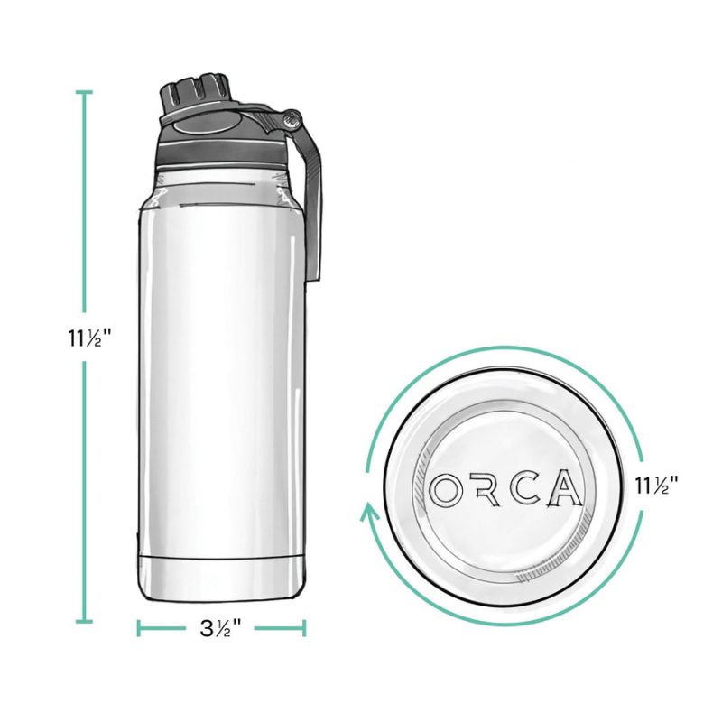 Orca Hydra Series ORCHYD34SF/SF/GY Bottle, 34 oz, 18/8 Stainless Steel/Copper, Seafoam, Powder-Coated 34 Oz, Seafoam
