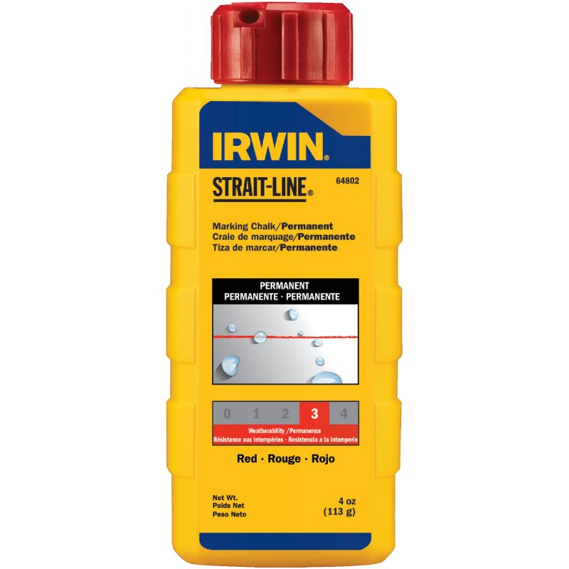 Irwin STRAIT-LINE Permanent Marking Chalk 4 Oz., Red