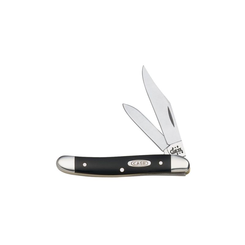 CASE 00220 Folding Pocket Knife, 2-1/2 in Clip, 1.87 in Pen L Blade, Stainless Steel Blade, 2-Blade, Black Handle 2-1/2 In Clip, 1.87 In Pen