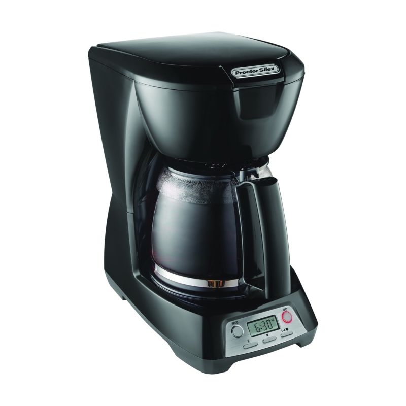 Proctor Silex 43672 Coffee Maker, 12 Cups Capacity, 900 W, Glass, Black, Automatic Control 12 Cups, Black
