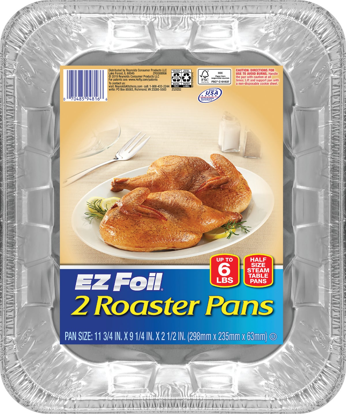 Hefty EZ Foil Roaster Pan, Holds 25-Lbs., 16.5 x 2.5 In