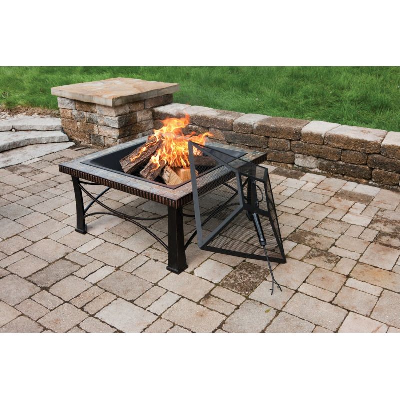 Outdoor Expressions 30 In. Slate Fire Pit Antique Bronze, Square