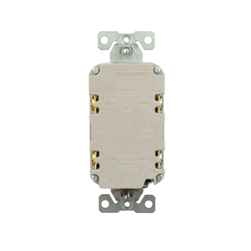 Eaton TWRGF20W Tamper and Weather-Resistant GFCI Receptacle, 125 V, 20 A, NEMA: NEMA 5-20R, Back, Side Wiring White