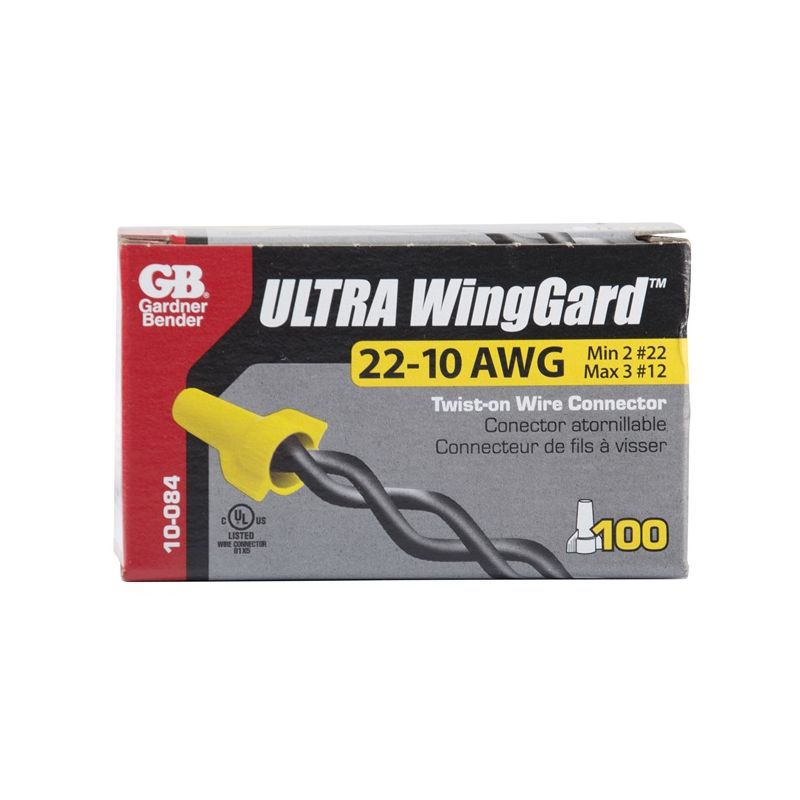 Gardner Bender WingGard 84 10-084 Wire Connector, 22 to 10 AWG Wire, Steel Contact, Polypropylene Housing Material, Yellow Yellow