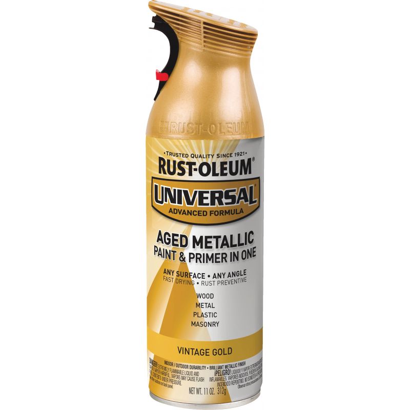 Rust-Oleum Universal Metallic Spray Paint &amp; Primer In One Vintage Gold, 11 Oz.