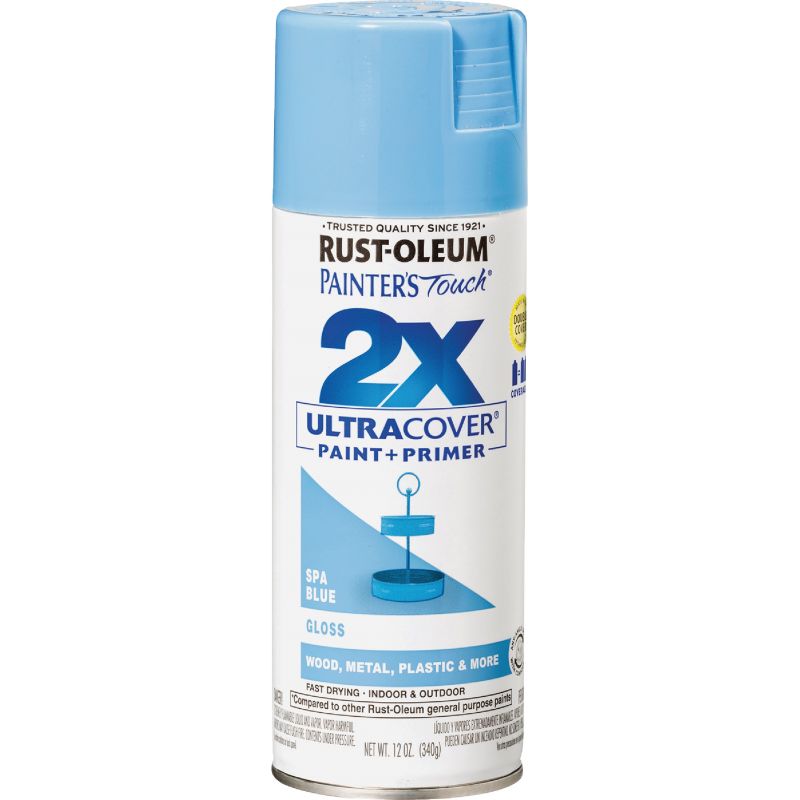 Rust-Oleum Painter&#039;s Touch 2X Ultra Cover Paint + Primer Spray Paint Spa Blue, 12 Oz.