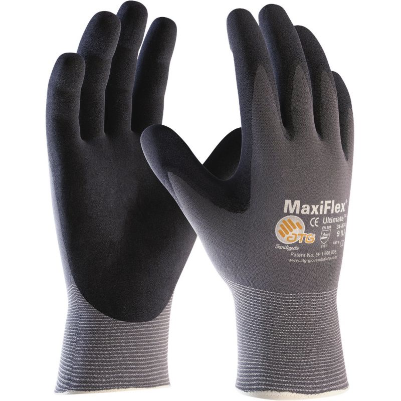 MaxiFlex Ultimate Coated Work Gloves 2XL, Black &amp; Gray