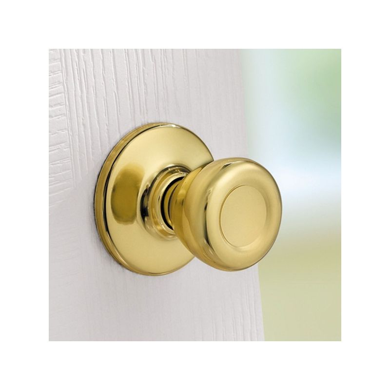 Kwikset 200T 3 RCAL RCS V1 Passage Knob, Zinc, Polished Brass, 2-3/8, 2-3/4 in Backset, 1-3/4 to 1-3/8 in Thick Door Gold