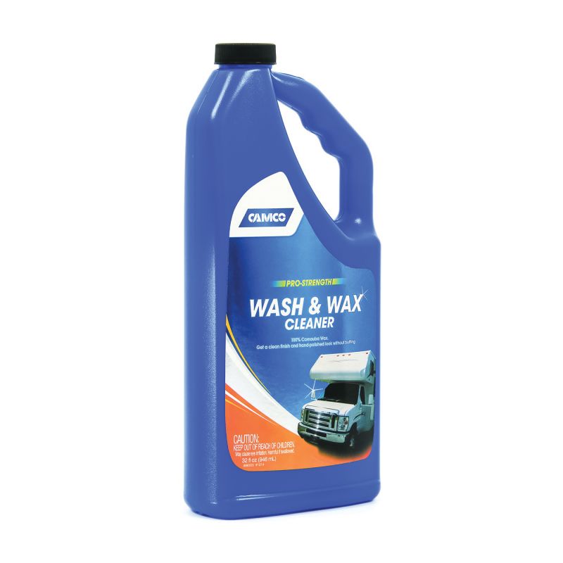 Camco 40493 Wash and Wax Cleaner, 32 oz, Bottle, Liquid, Fresh Fragrance Light Straw Translucent
