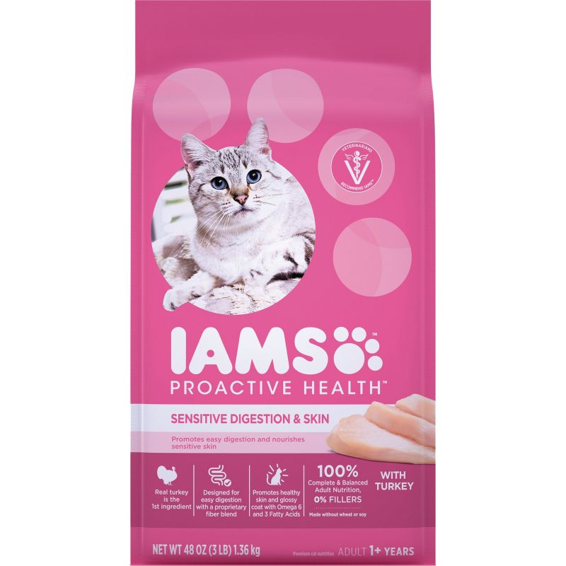 Iams Proactive Health Sensitive Digestion &amp; Skin Formula Dry Cat Food 3 Lb.