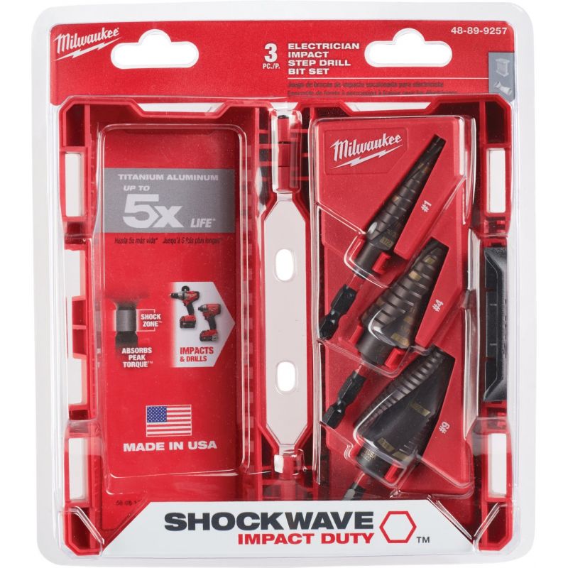 Milwaukee Shockwave Impact Duty 3-Piece (1 4 9) Step Drill Bit Set