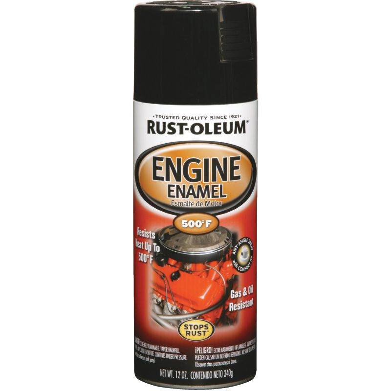 Rust-Oleum Stops Rust Enamel Engine Paint Black, 12 Oz.