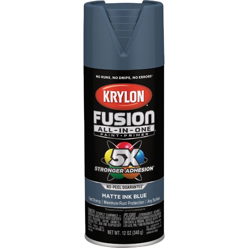Krylon Fusion All-In-One Spray Paint &amp; Primer Ink Blue, 12 Oz.