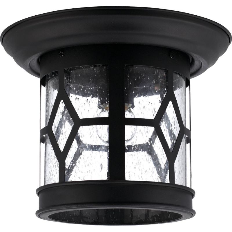 Home Impressions Sonoma Flushmount Outdoor Ceiling Light Fixture 10 In. W. X 7-1/2 In. H., Black