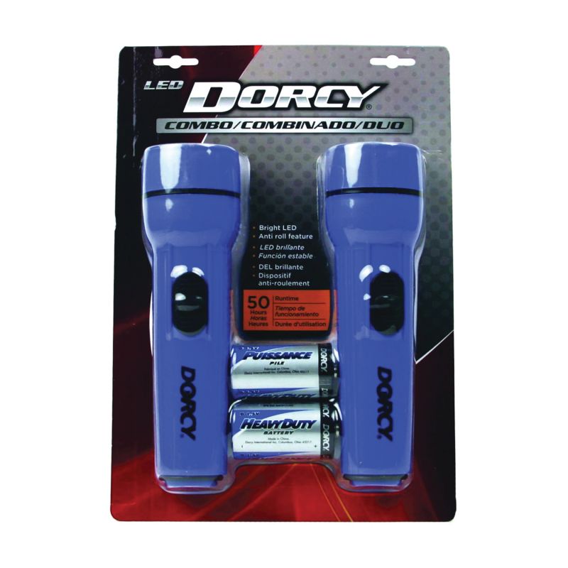 Dorcy 41-2594 Flashlight, D Battery, LED Lamp, 50 hr Run Time, Blue Blue