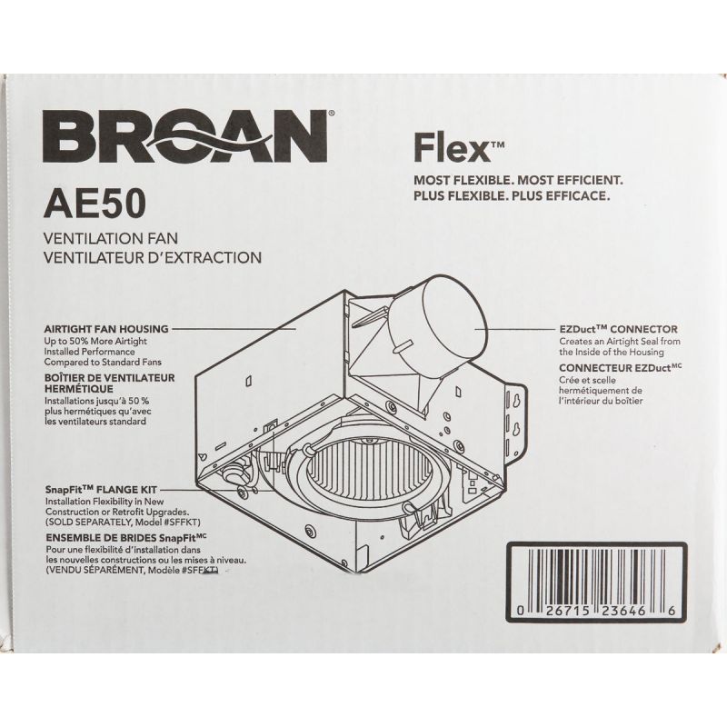 Broan Flex Series 50 CFM Bath Exhaust Fan White