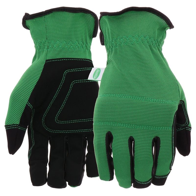 Scotts SC86157GR-M Breathable, High-Dexterity, Slip-On Padded Knuckle Work Gloves, Unisex, M, Reinforced Thumb, Green M, Green