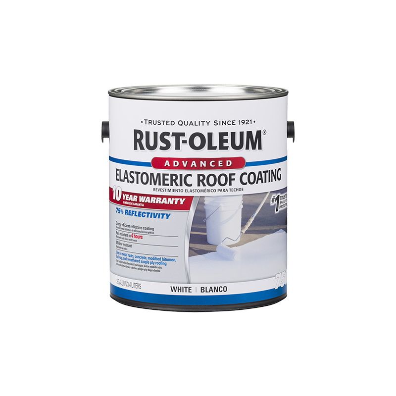 Rust-Oleum 750 Series 301903 Elastomeric Roof Coating, White, 0.9 gal, Liquid White