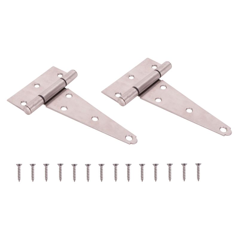ProSource HTH-S05-C1PS T-Hinge, Stainless Steel, Brushed Stainless Steel, Fixed Pin, 180 deg Range of Motion, 70 (Pc) lb