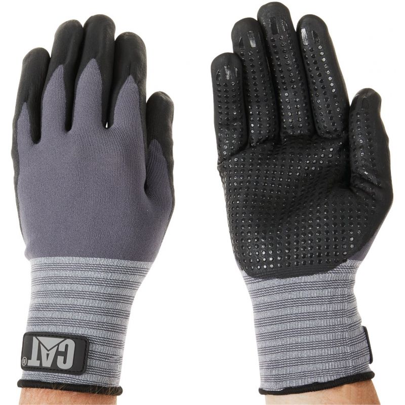 CAT Dotted &amp; Dipped Coated Glove L, Black &amp; Gray