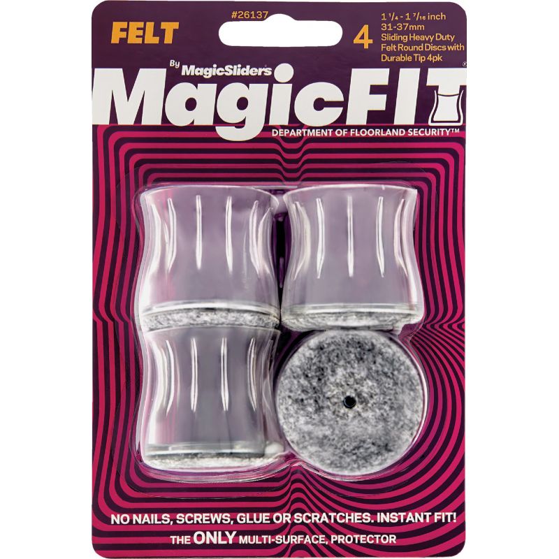 Magic Sliders Magic Felt Furniture Leg Cup 1-1/4 In. To 1-7/16 In., Gray