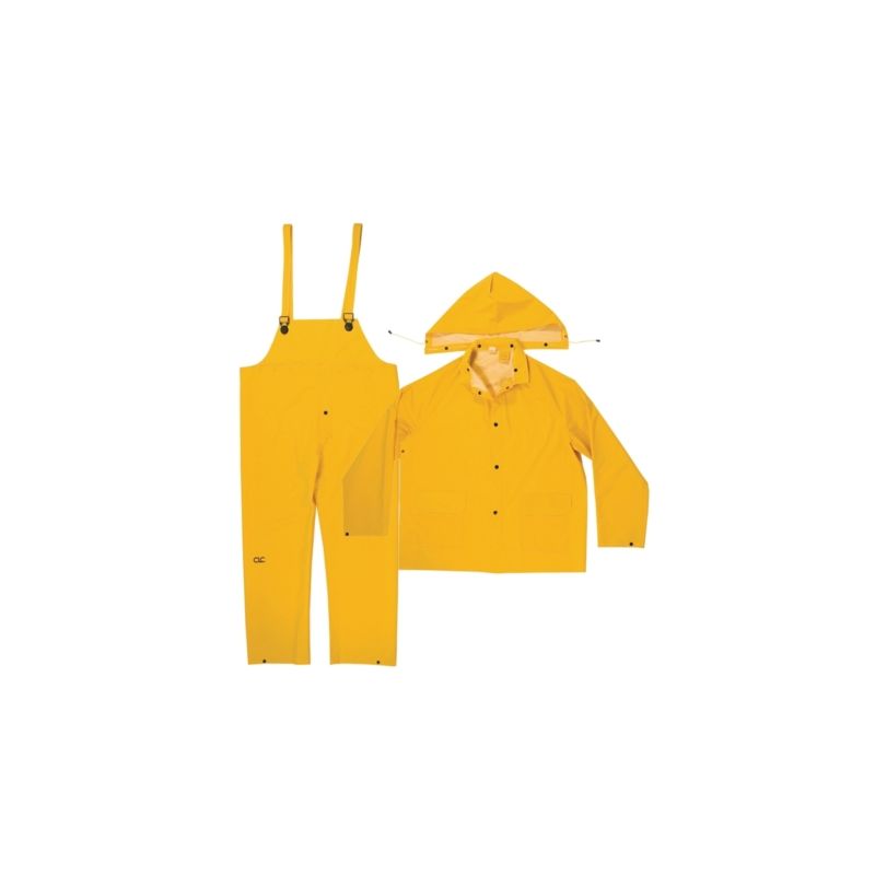 CLC R101L Rain Suit, L, PVC, Yellow, Detachable Collar L, Yellow