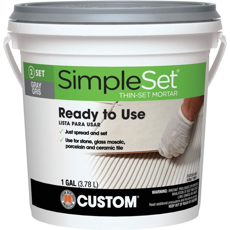 Custom Building Products SimpleSet Pre-Mixed Thin-Set Mortar Gallon, Gray