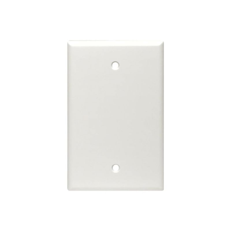 Leviton 80514-I Blank Wallplate, 3-1/8 in L, 4-7/8 in W, 1/4 in Thick, 1 -Gang, Plastic, Ivory, Box Mounting Midway, Ivory