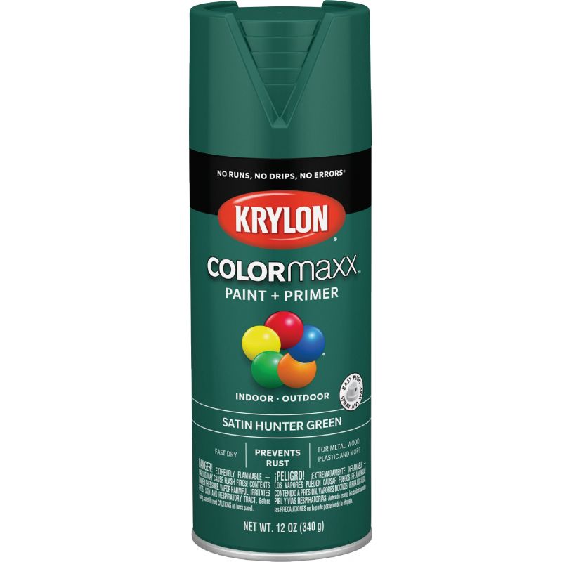Krylon ColorMaxx Spray Paint + Primer Hunter Green, 12 Oz.