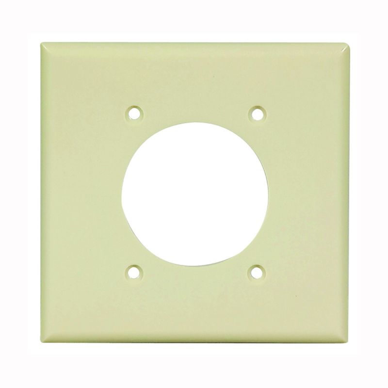 Eaton Wiring Devices 2168V-BOX Power Outlet Wallplate, 4-1/2 in L, 4-9/16 in W, 2 -Gang, Thermoset, Ivory Ivory